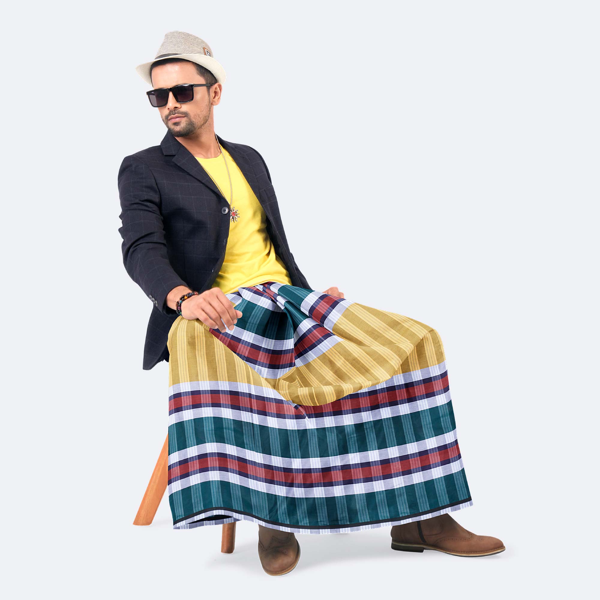 Men’s Comfortable Multicolor Check Cotton Lungi - Showpno Bilash